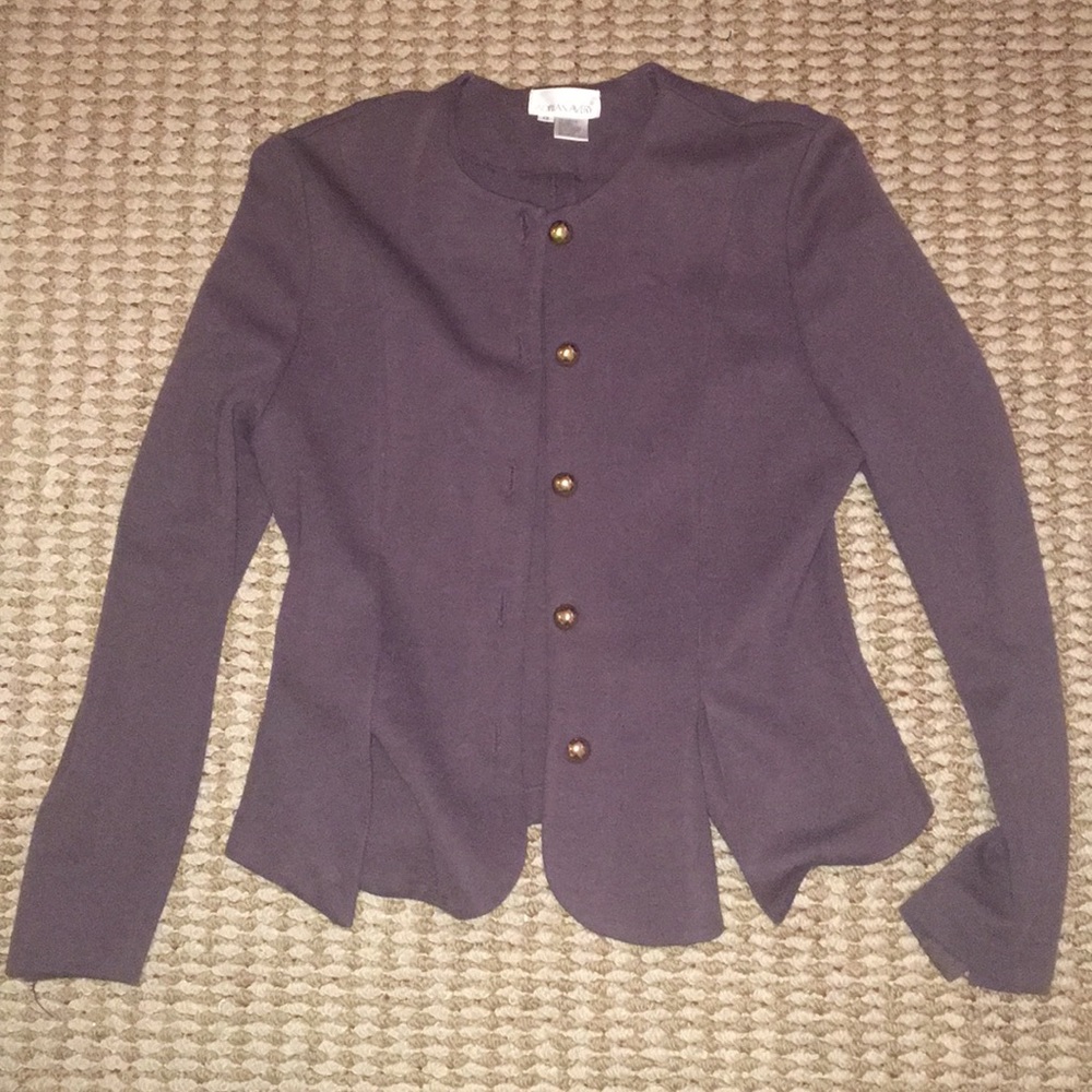 Purple blazer gold buttons